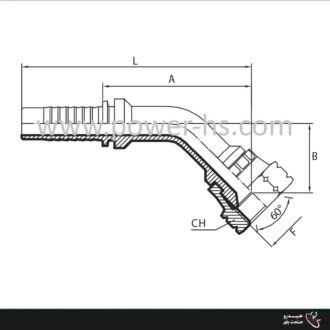 مهره دنباله نیم‌خم انگلیسی °45 BSP Female 60° Cone Elbow