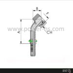 مهره دنباله نیم‌خم آلمانی (Metric Female 24° Cone 45° Elbow)