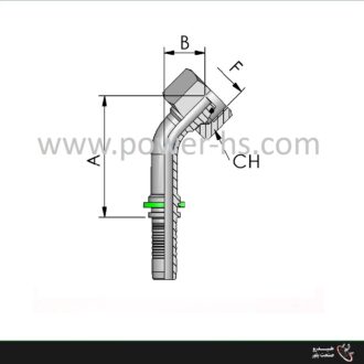 مهره دنباله نیم‌خم آلمانی (Metric Female 24° Cone 45° Elbow)
